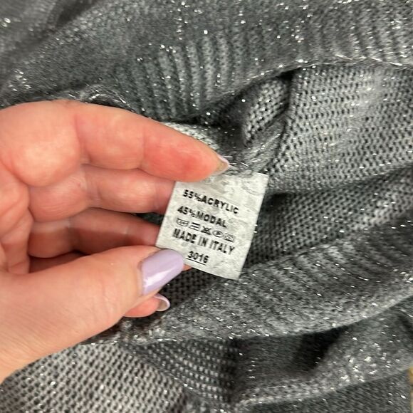 NT By Amati Metallic Dolman Sleeve Boat Neck Zipper Back Sweater Size M/L - Picture 8 of 10